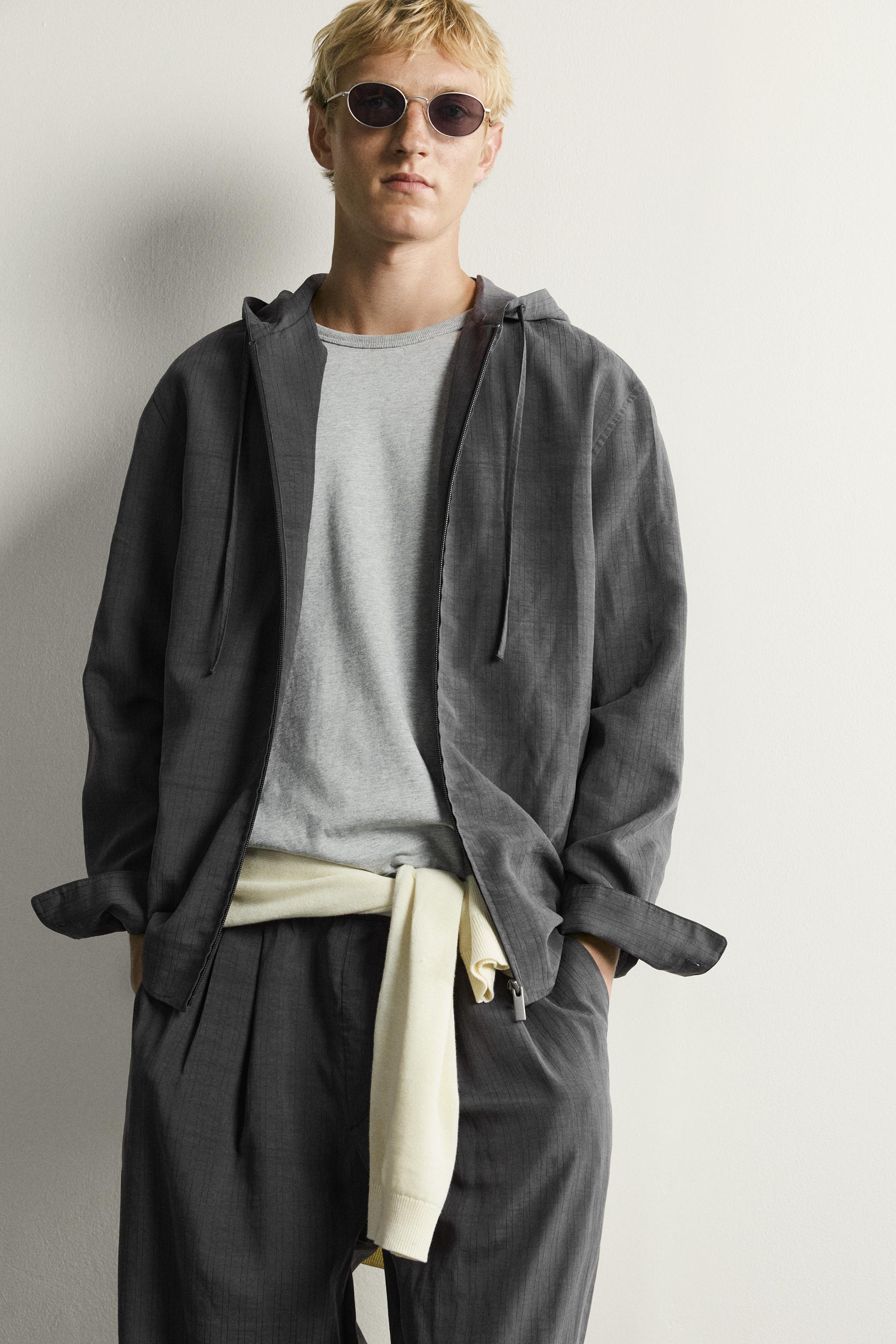 STRIPED FLUID HOODIE OVERSHIRT